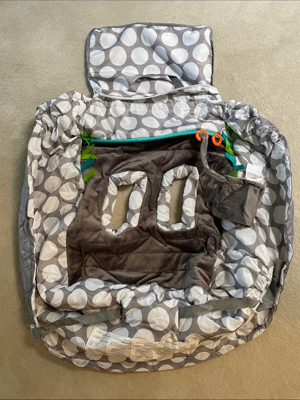 Boppy Shopping Cart High Chair Cover Gray White Polka Dots Excellent!